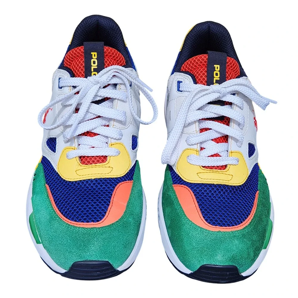 Polo Ralph Lauren Trackster 100 Men Sneakers Multi Color Block Suede RL67 US 8.5